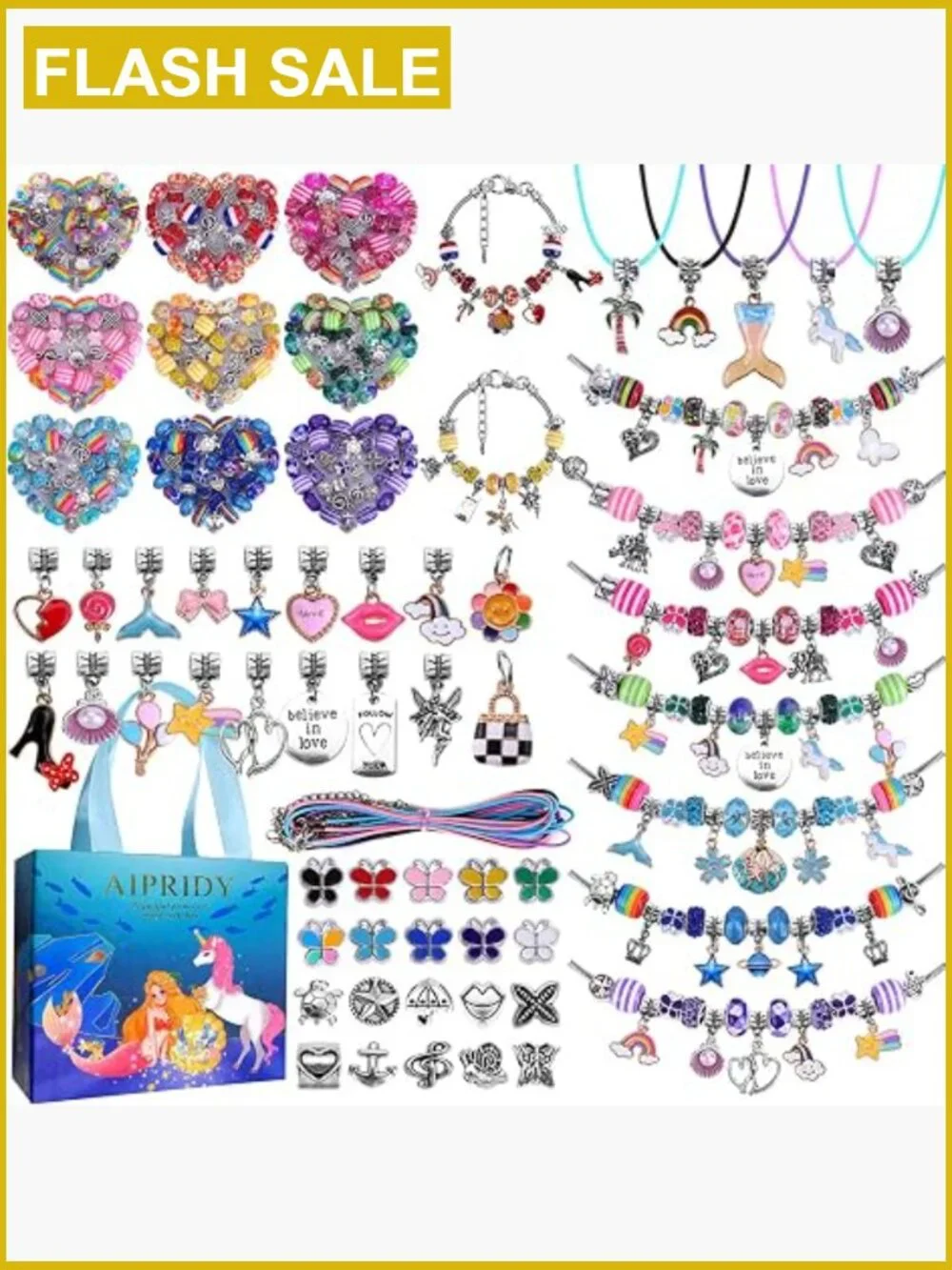 150 Pc Charm Bracelet Making Kit for Girls Unicorn Mermaid DIY Jewelry Craft